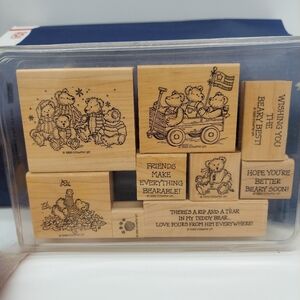 NEW Bear Stamps 1999 Stampin' Up! Rubber Stamp Set Teddy Bears Cute
